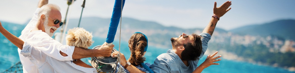 family on sailing cruise