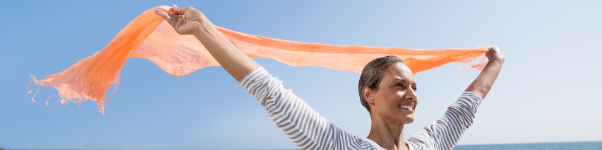 happy woman on beach